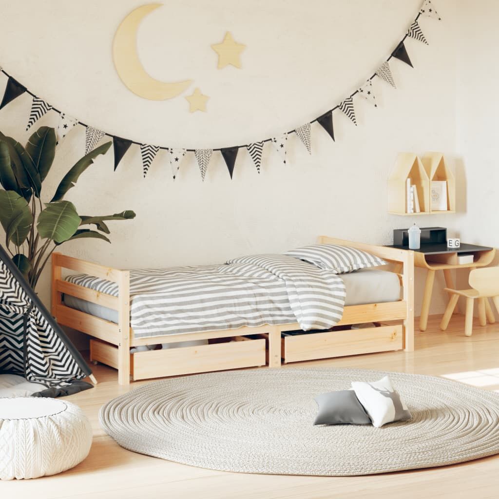 Vidaxl Estructura De Cama Infantil Con Cajones Madera De Pino 80x160cm_1