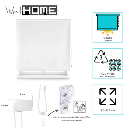 Estor Blanco Roto 80x175cm Enrollable Opaco Wellhome_1