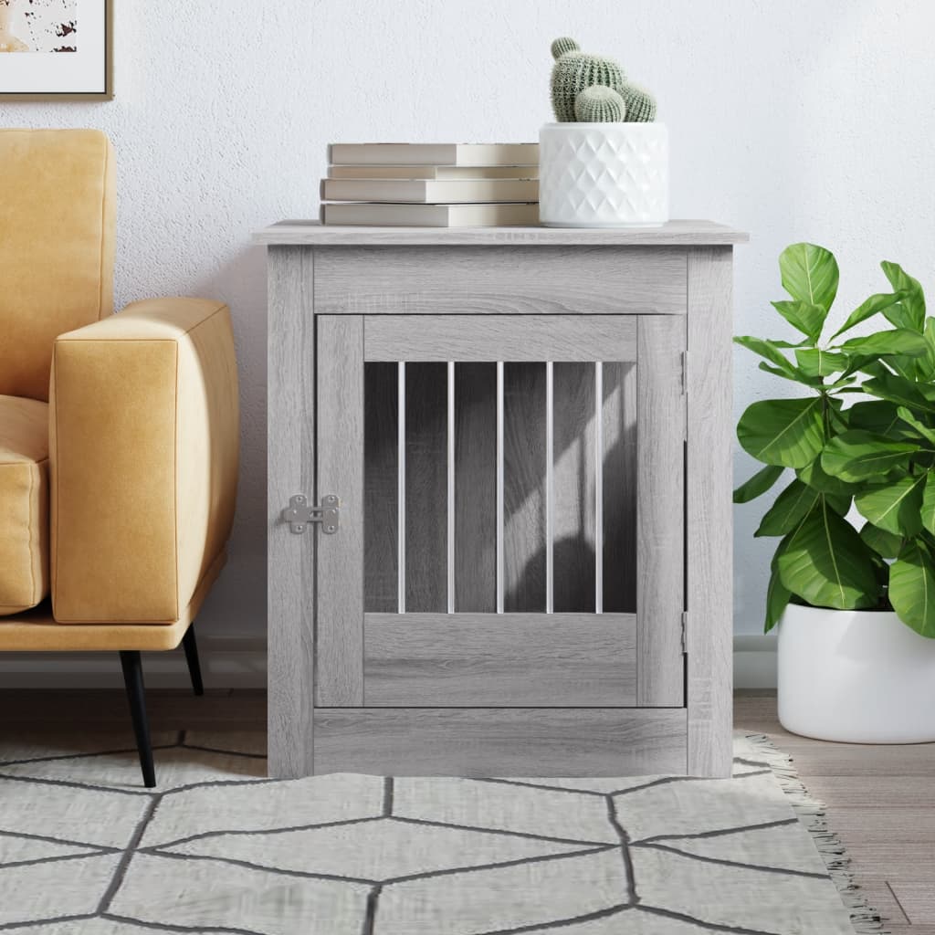 Jaula Para Perros Madera Ingeniería Gris Sonoma 64,5x80x71 Cm_2