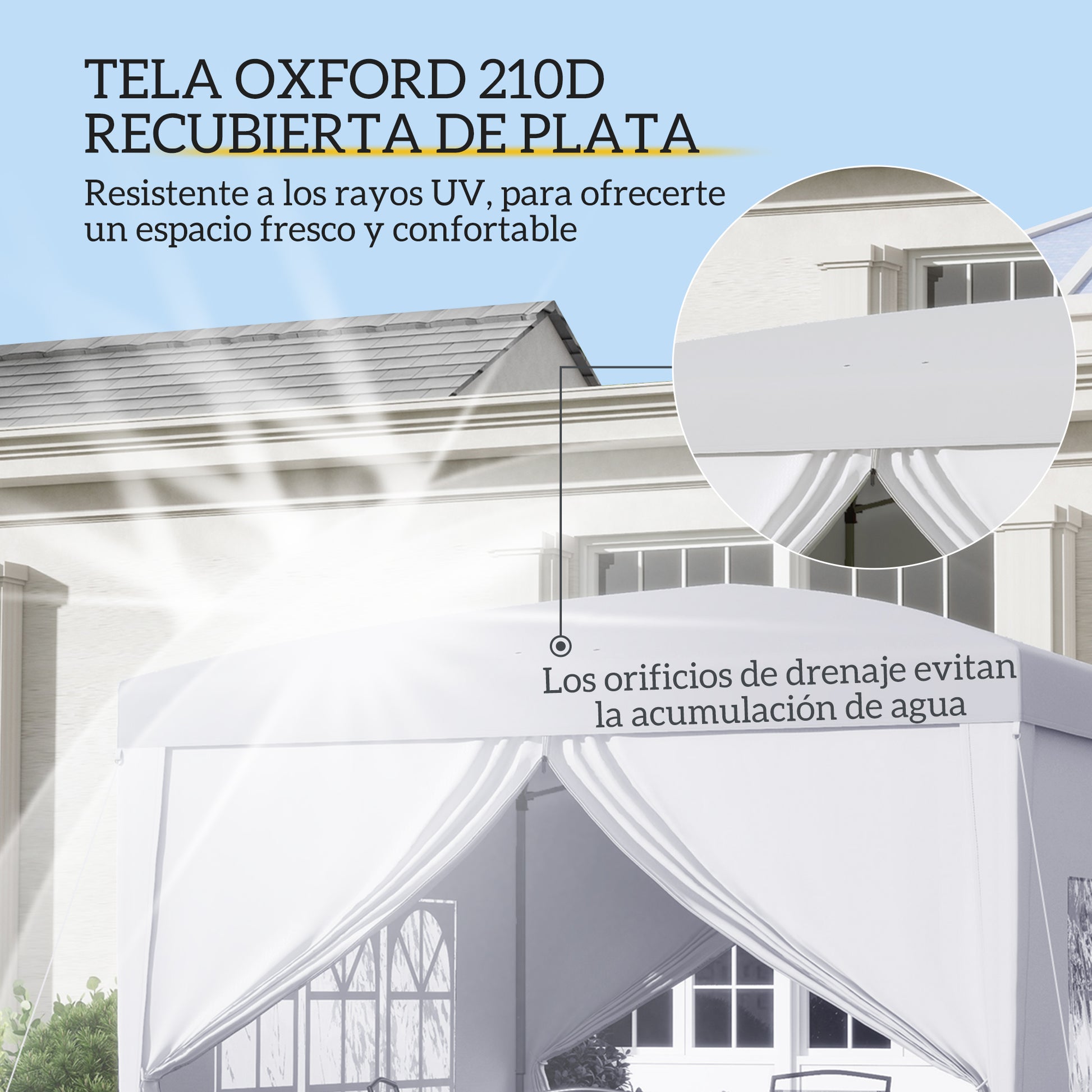 Outsunny Carpa Plegable Con 4 Paredes Desmontables 3x3 M Para Exterior Blanco_4