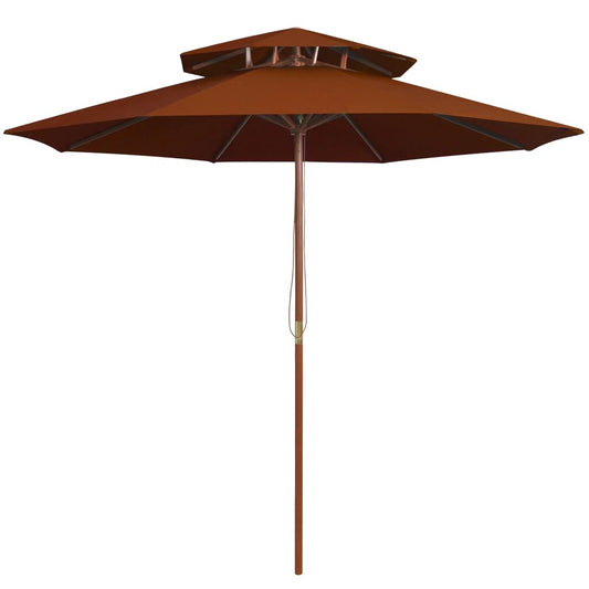 Vidaxl Sombrilla De Dos Niveles Palo De Madera Terracota 270 Cm_0