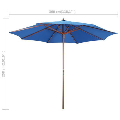 Vidaxl Sombrilla De Jardín Con Palo De Madera Azul 300x258 Cm_2