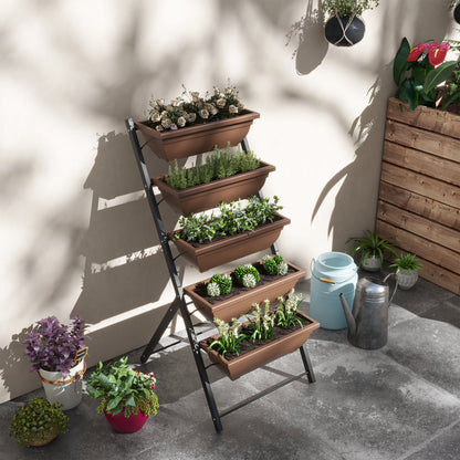 Outsunny Soporte Para Plantas De 5 Niveles Con 5 Macetas 55x63x120 Cm Negro_3