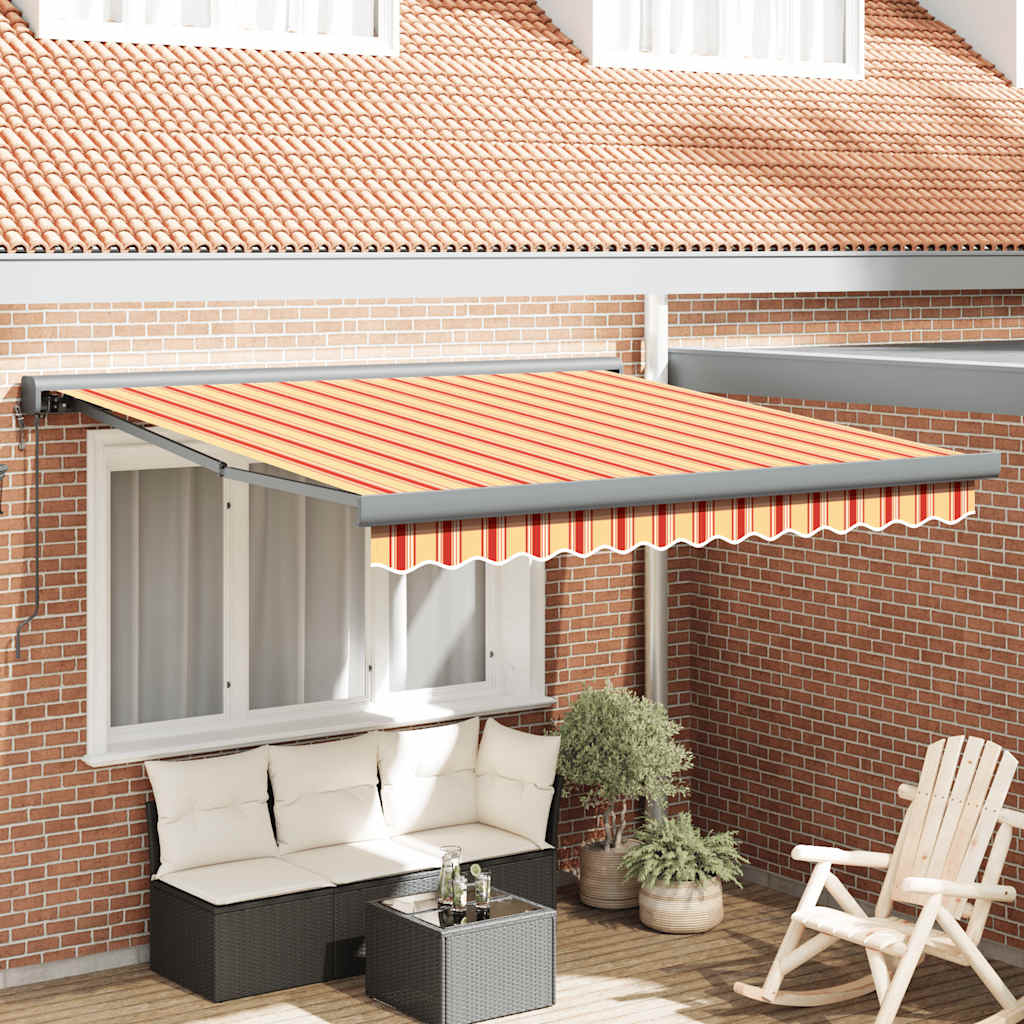 Toldo Retráctil Aluminio Y Tela Blanco Y Amarillo 3x2,5 M_1