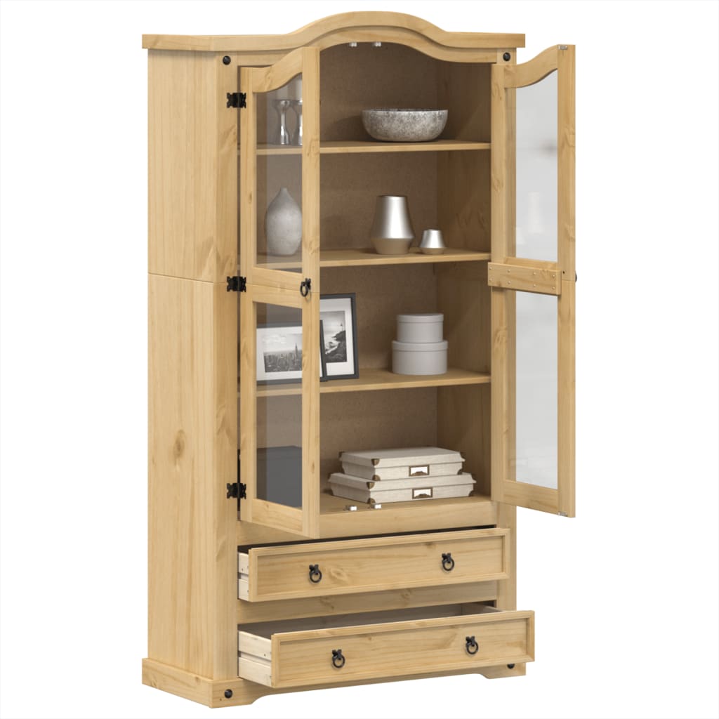 Armario Con Vitrina Corona Madera Maciza Pino 99x43x187 Cm / Vetonek_3