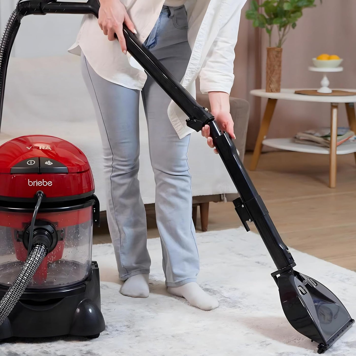 Lava-aspiradora Limpiador De Tapicería Coche, Limpiador Manchas Mascotas, Moquetas, Aspirador, Briebe, Vira, Negro/rojo