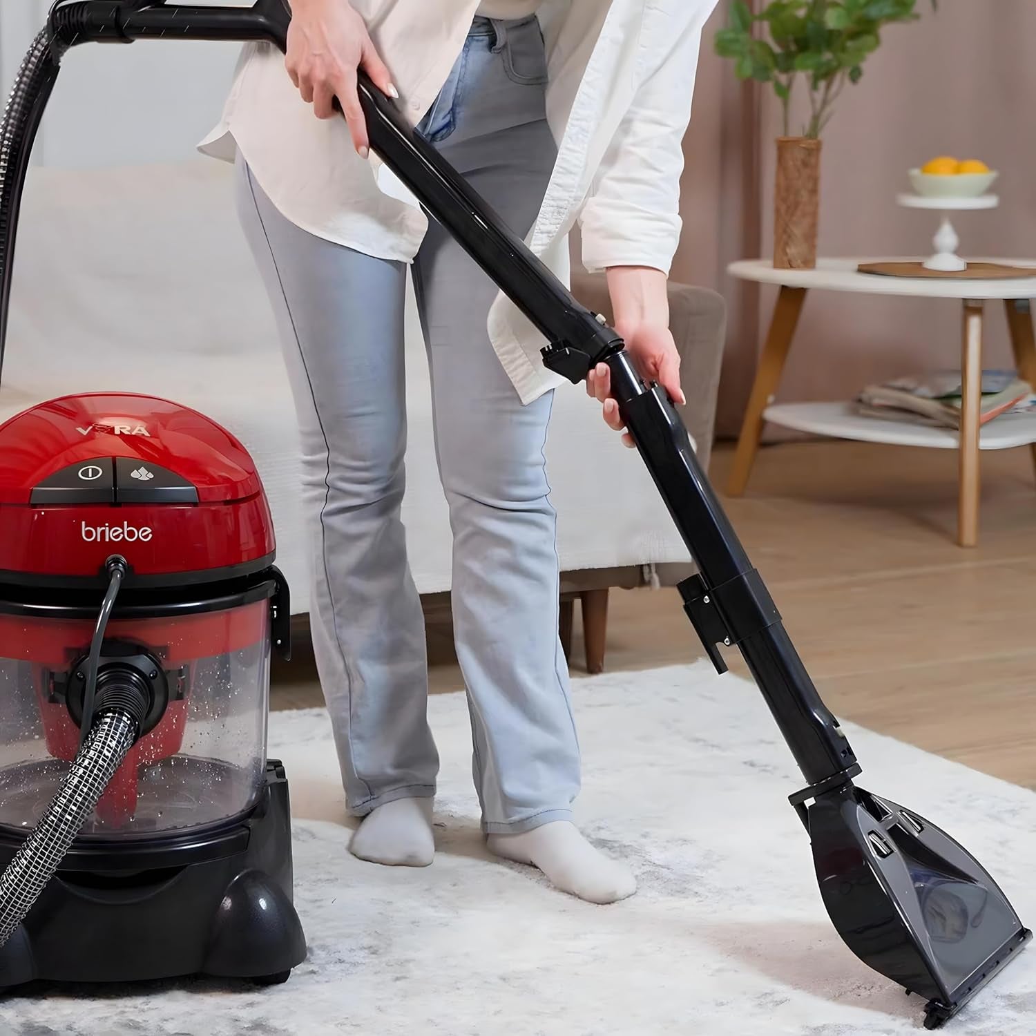 Lava-aspiradora Limpiador De Tapicería Coche, Limpiador Manchas Mascotas, Moquetas, Aspirador, Briebe, Vira, Negro/rojo