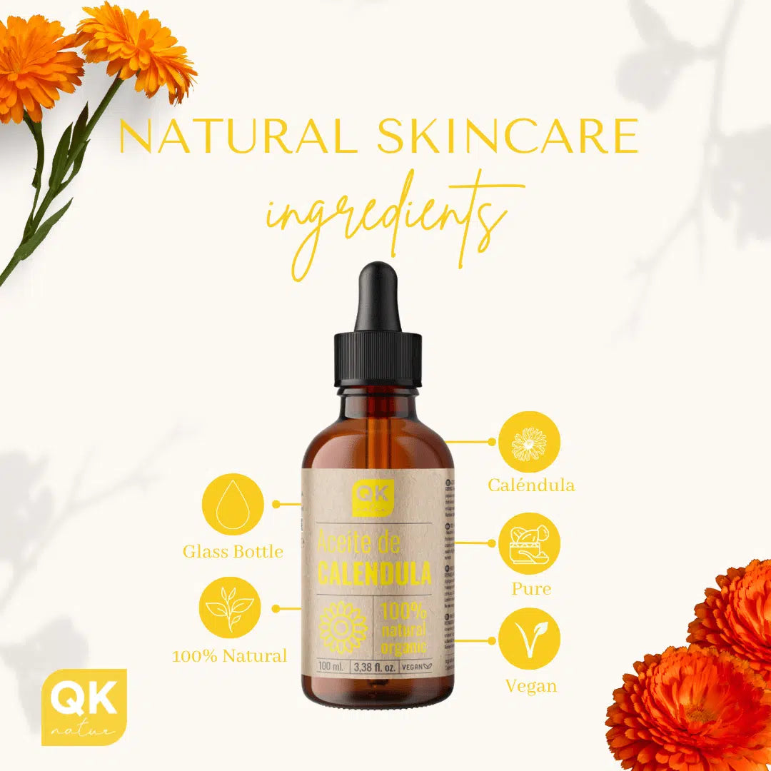 QKnatur - Aceite De Caléndula 100% Puro Orgánico - 100ml- Pieles Sensibles, Secas Y Agrietadas. Calmante Y Cicatrizante_4