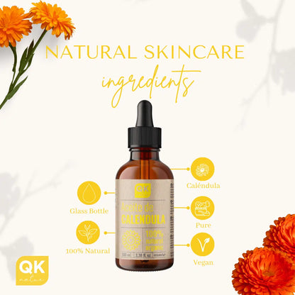 QKnatur - Aceite De Caléndula 100% Puro Orgánico - 100ml- Pieles Sensibles, Secas Y Agrietadas. Calmante Y Cicatrizante_4