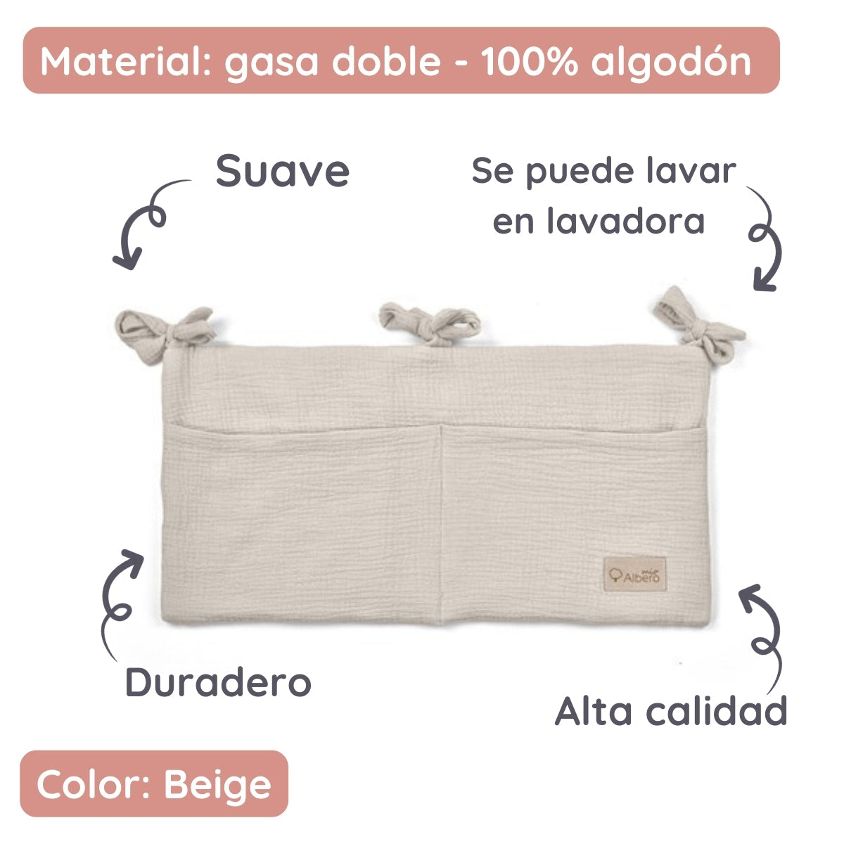 Cotton Color Organizador De Cuna Con Compartimentos Muselina_3