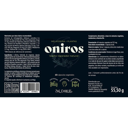 Oniros fórmula sueño Paleobull 60 cápsulas
