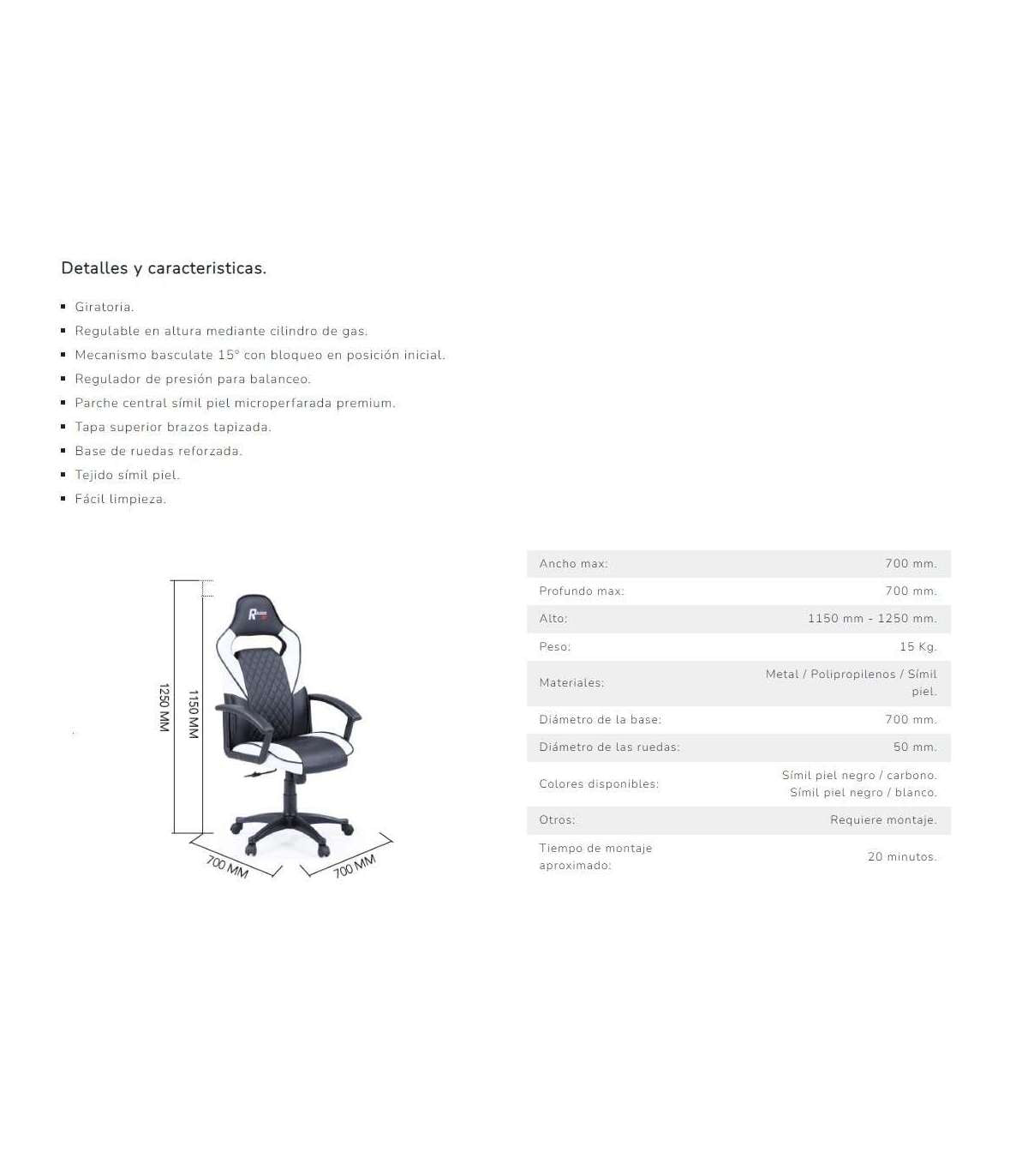 Sillon Giratorio Elevable Gamer R-design En Simil Piel Color Negro Y Rojo 115-125 Cm(alto)_3