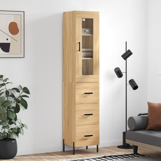 Aparador De Madera Contrachapada Roble Sonoma 34,5x34x180 Cm_0