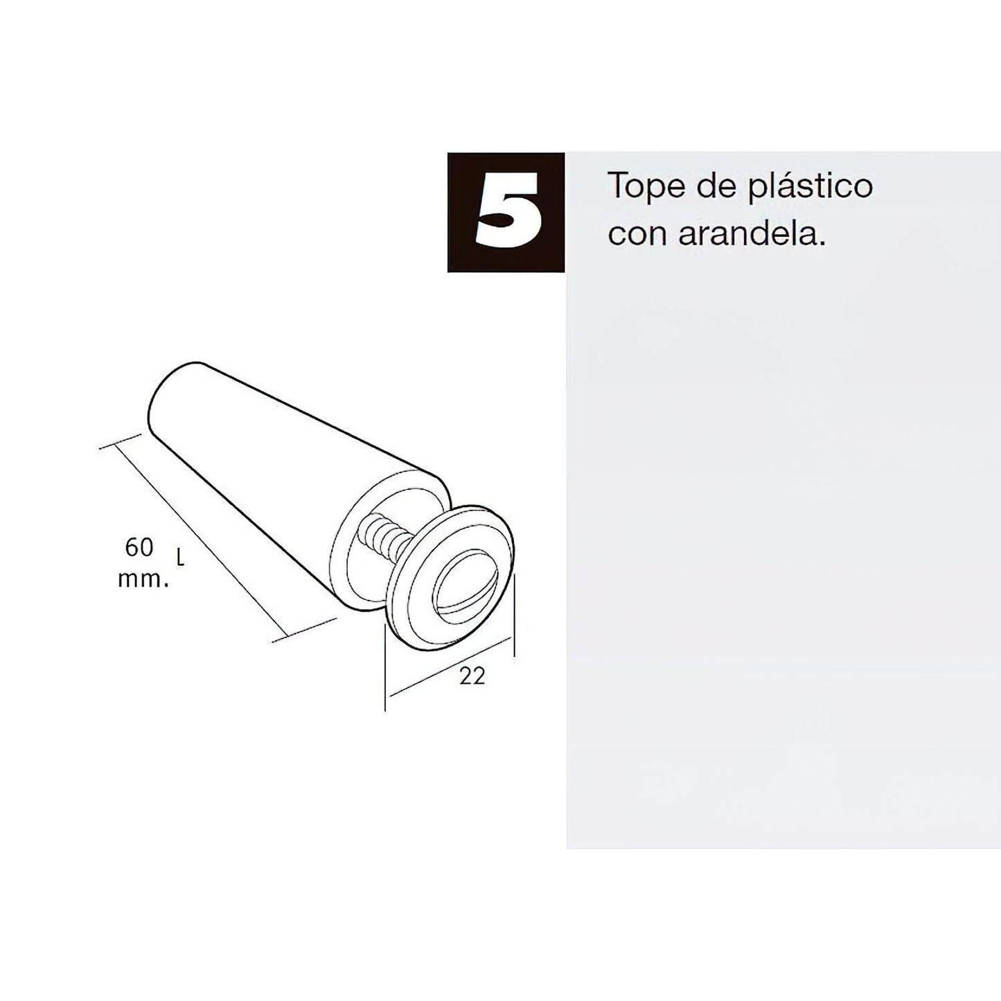 Tope Persiana Con Tornillo 60 Mm. Marron_2