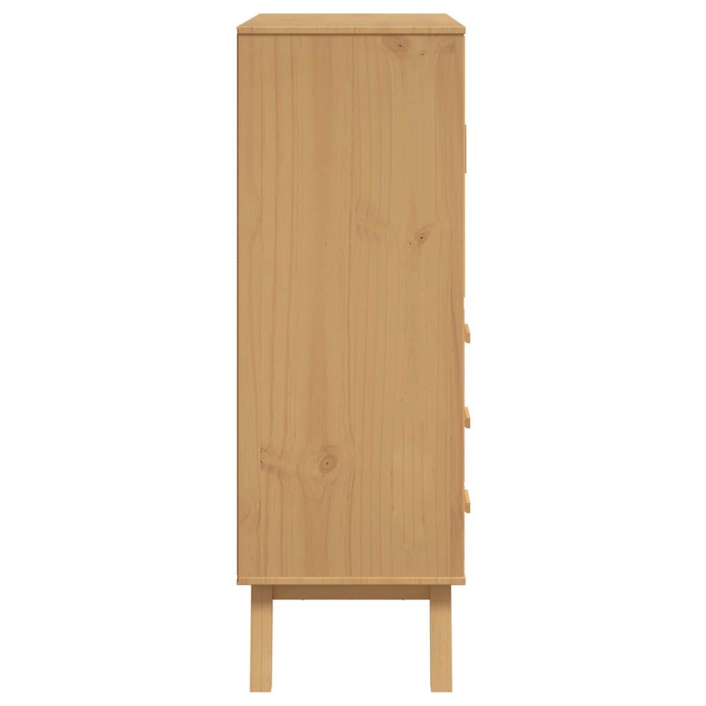 Aparador Olden Madera Maciza De Pino Marrón Y Gris 85x43x125 Cm / Vetonek_5