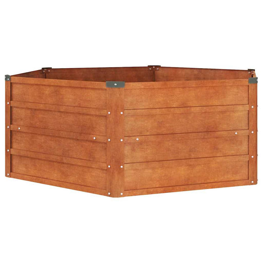 Arriate Oxidado De Acero Corten 129x129x45 Cm_0
