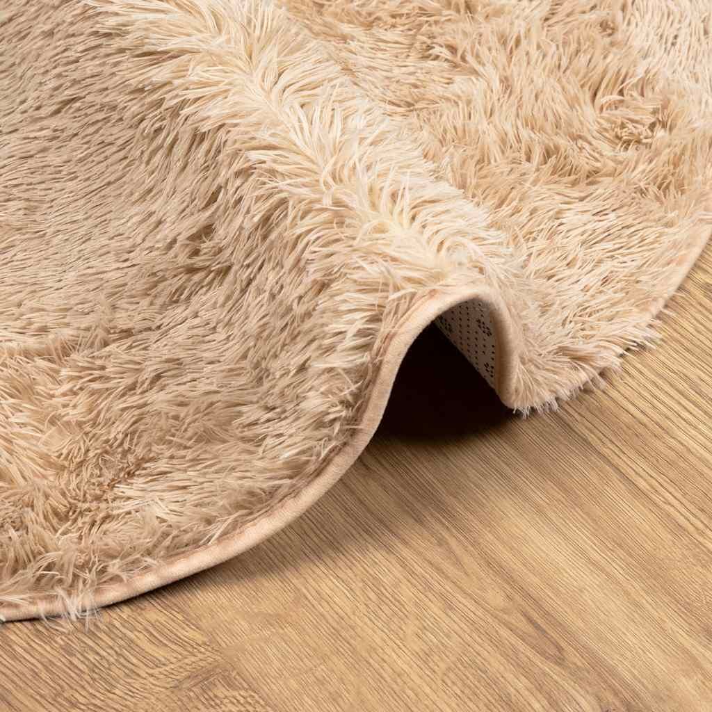 Vidaxl Alfombra Peluda De Pelo Largo Navarra Beige 200x200cm Poliéster_4