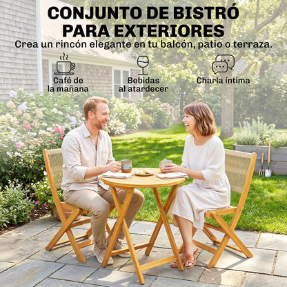 Outsunny Conjunto De Mesa Y Sillas De Terraza Exterior De Madera 3 Piezas_3