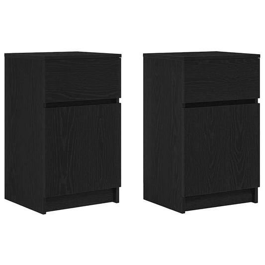 Mesillas De Noche 2 Uds. Madera De Ingeniería Negra 39x35x65 Cm_0