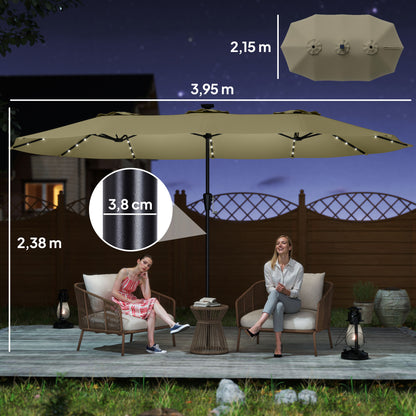 Outsunny Sombrilla Doble Con 36 Luces Led Solares_2