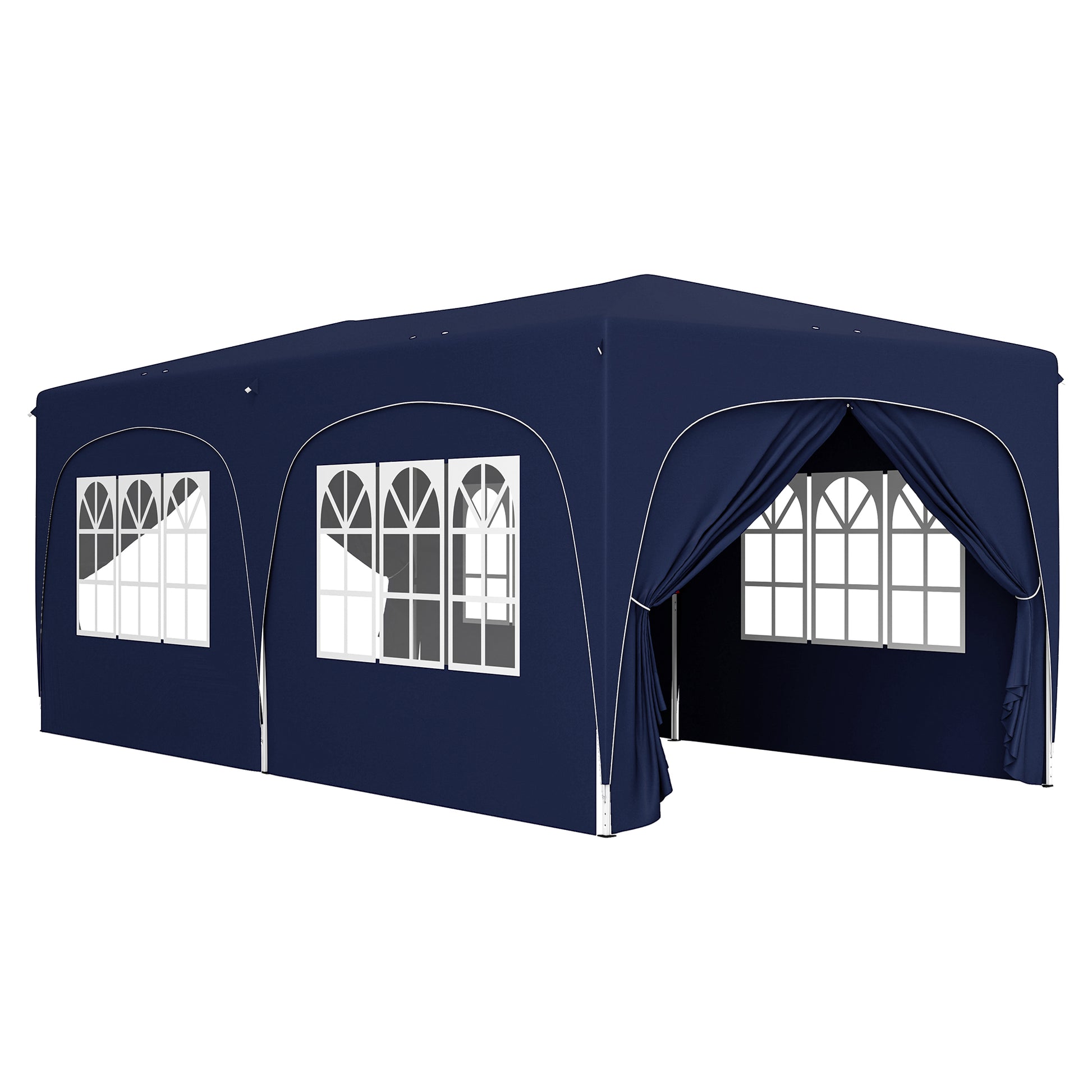 Outsunny Carpa Plegable Gazabo 3x6 M Con Paneles Laterales Upf50+ Azul Oscuro_0