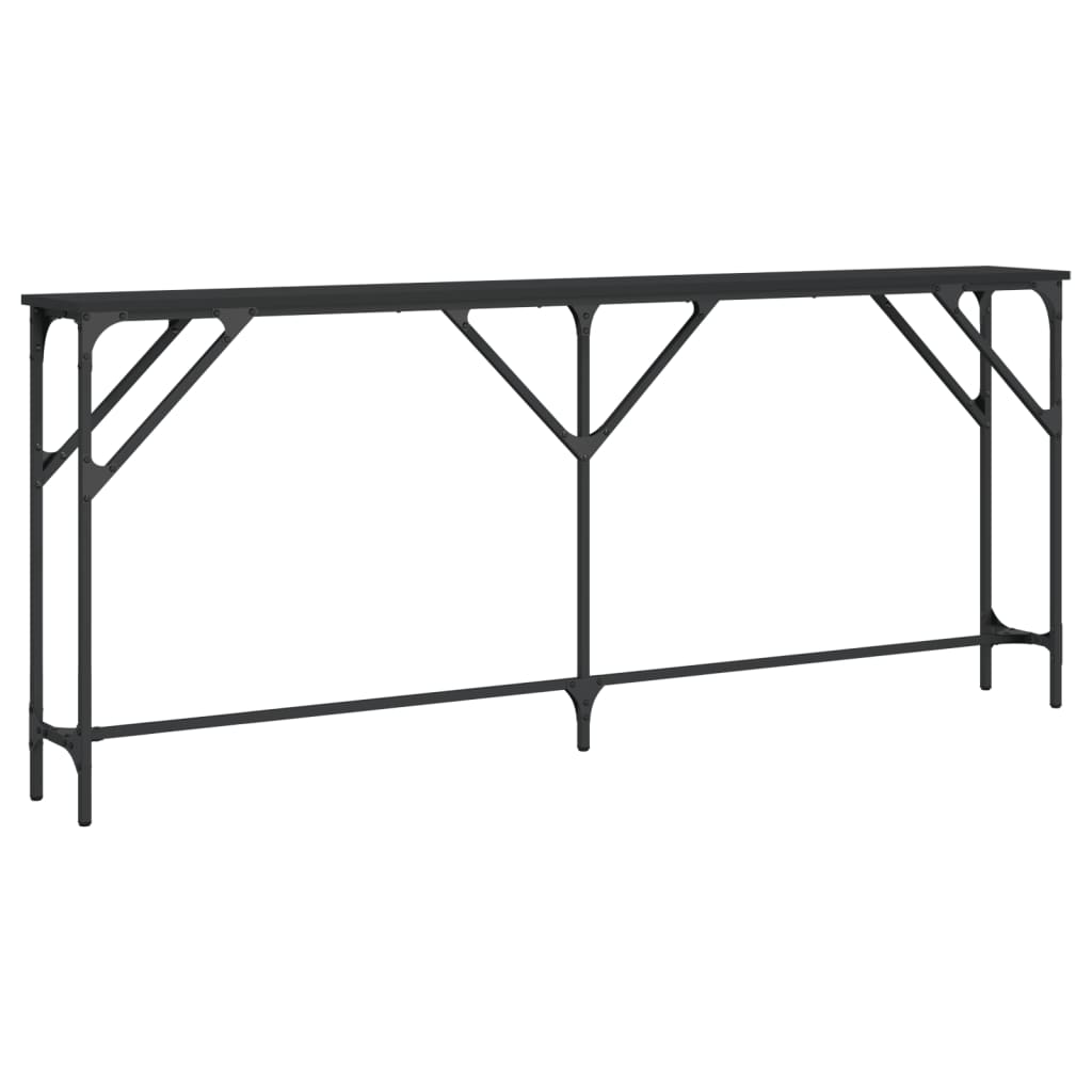 Mesa Consola Madera De Ingeniería Negro 180x23x75 Cm_4