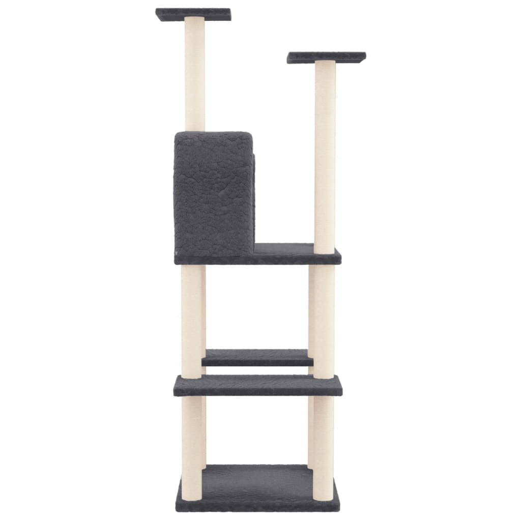 Rascador Para Gatos Con Postes De Sisal Gris Oscuro 144,5 Cm_3