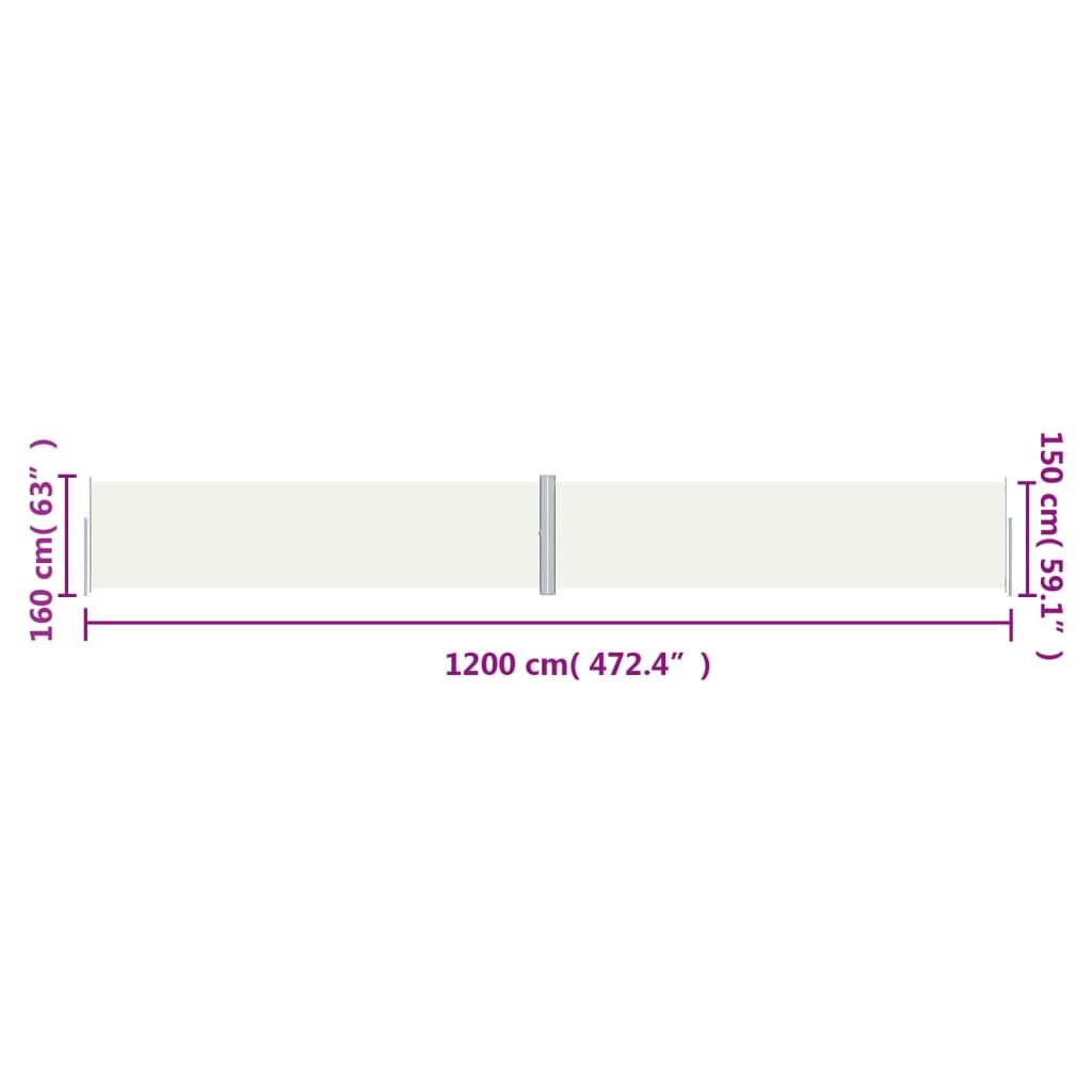 Vidaxl Toldo Lateral Retráctil Crema 160x1200 Cm_2