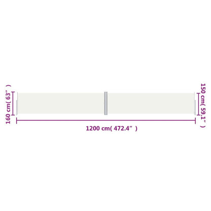 Vidaxl Toldo Lateral Retráctil Crema 160x1200 Cm_2