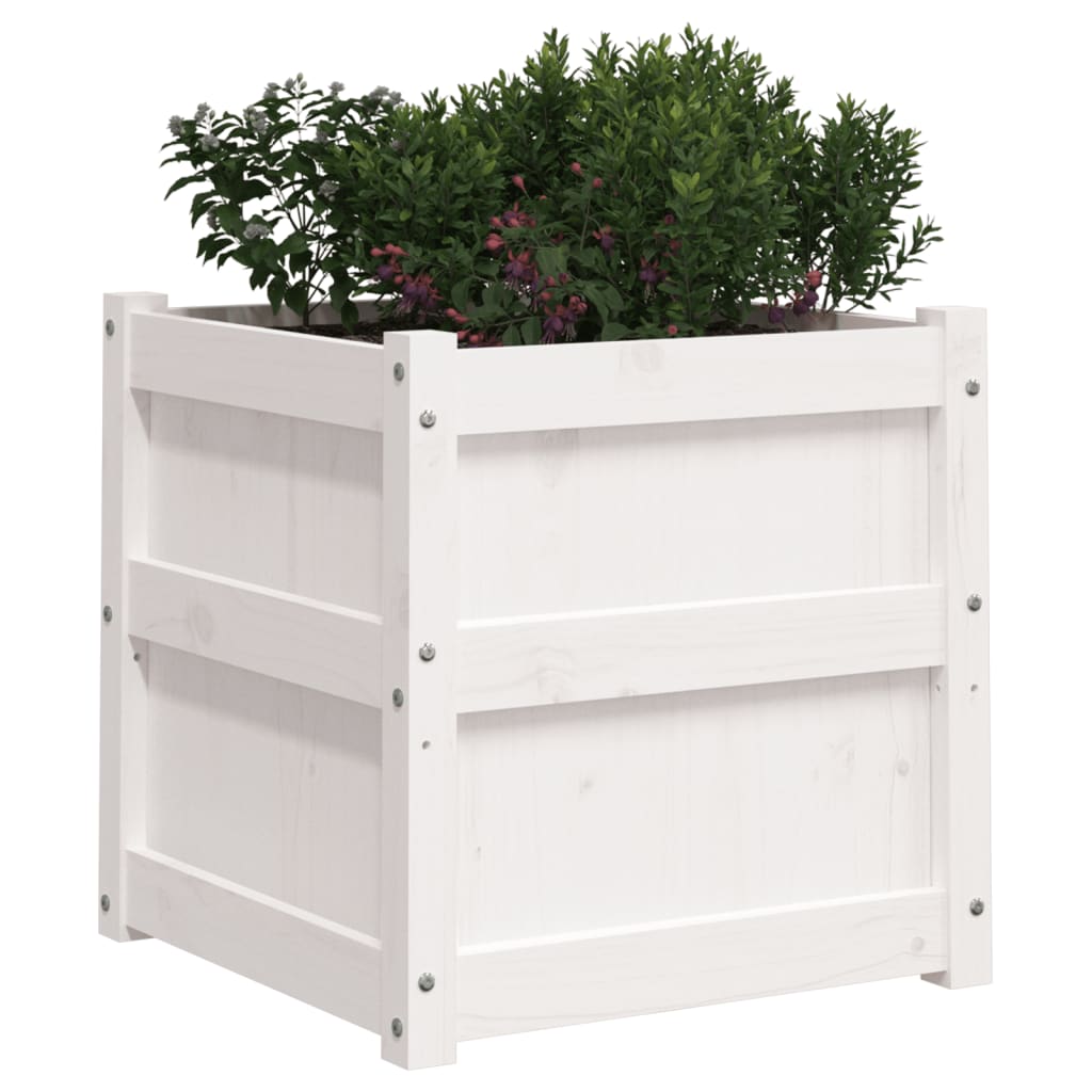 Jardinera Madera Maciza De Pino Blanco 50x50x50 Cm_3