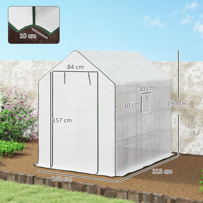 Outsunny Invernadero De Exterior Con 1 Estantes Puerta Enrollable 140x213x190 Cm_2