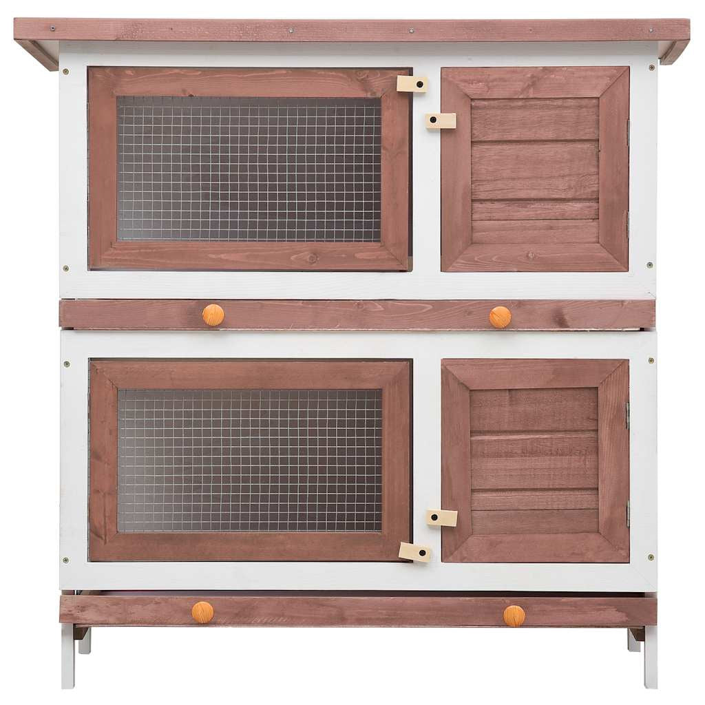 Vidaxl Jaula Conejera Con 4 Puertas Madera Marrón_3