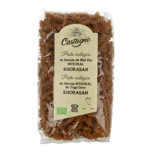 Pasta ecológica en espiral de sémola integral Khorasan Castagno 500 g