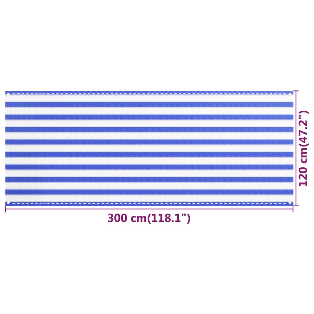 Vidaxl Toldo Para Balcón Hdpe Azul Y Blanco 120x300 Cm_4