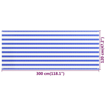 Vidaxl Toldo Para Balcón Hdpe Azul Y Blanco 120x300 Cm_2