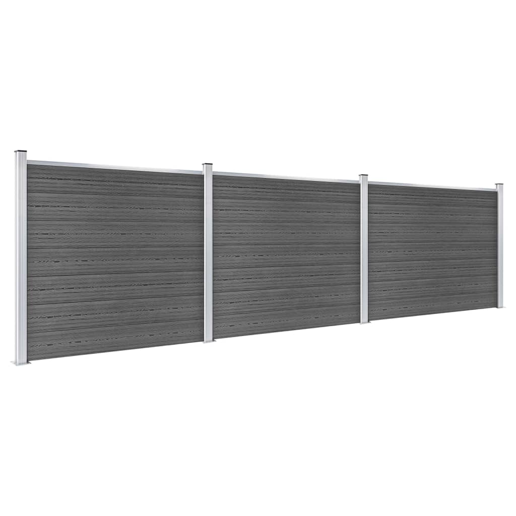 Juego De Paneles De Valla Wpc Negro 526x146 Cm / Vetonek_3