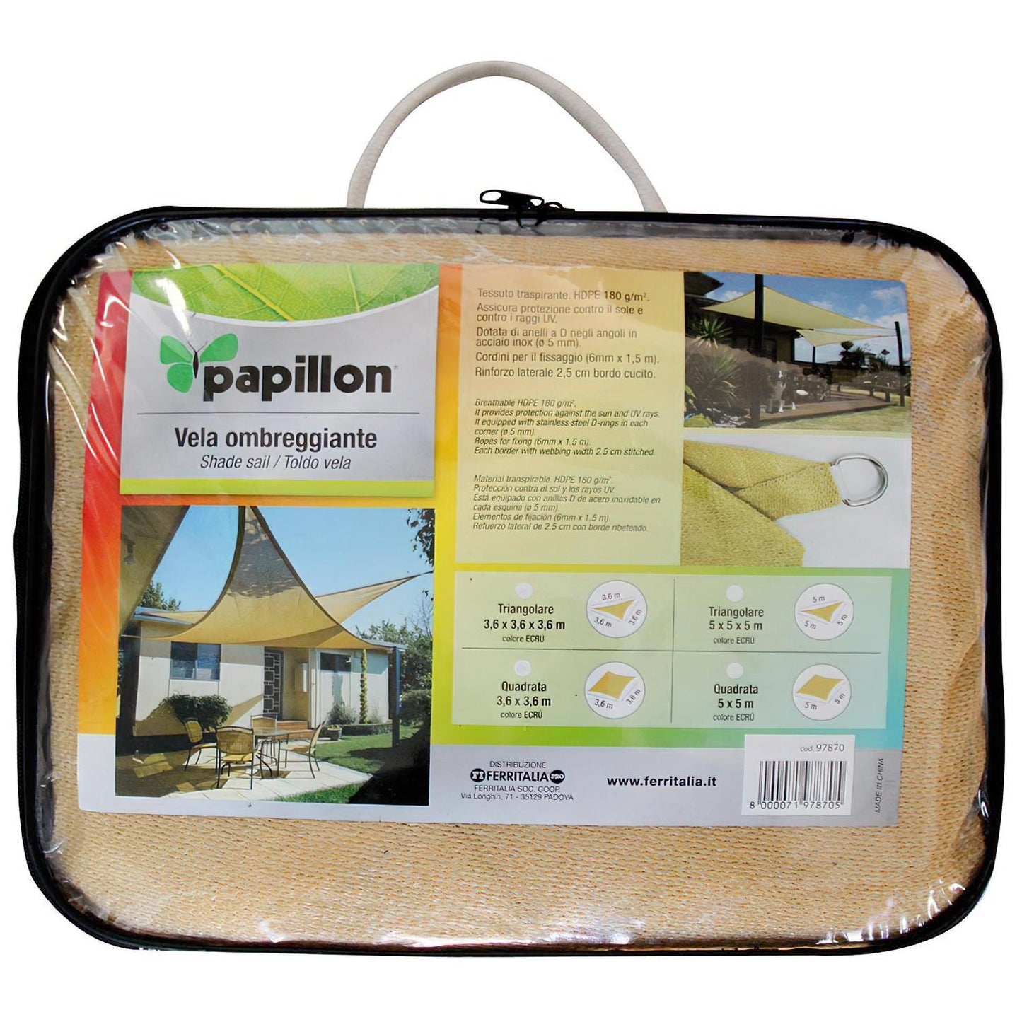 Toldo Vela Sombra Jardin Triangular 3,6x3,6x3,6 Metros Beige_1