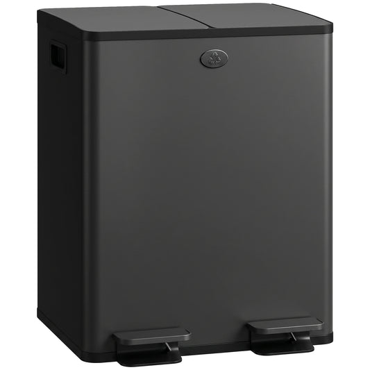 Balde Do Lixo Homcom Aço Inoxidável Preto 41.7x36.6x56.7 Cm_0