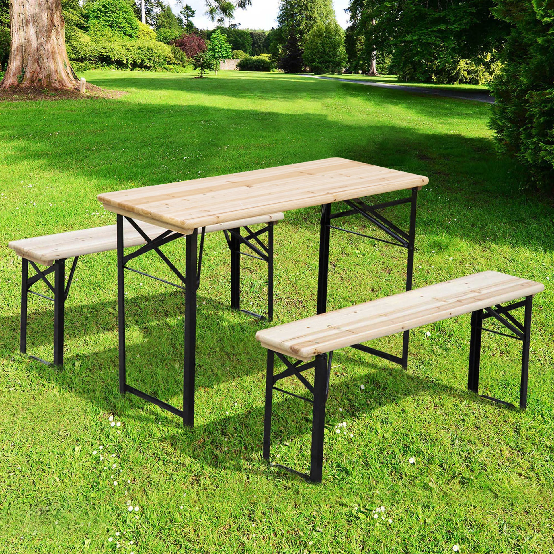 Outsunny Set De Mesa Y Bancos Plegables Para Picnic 120x50x76cm_1