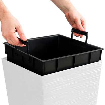Macetero Color Blanco, Con Depósito, Colección Furu, De 29,5 X 29,5 X 55 Cm, Capacidad De 14 L._5