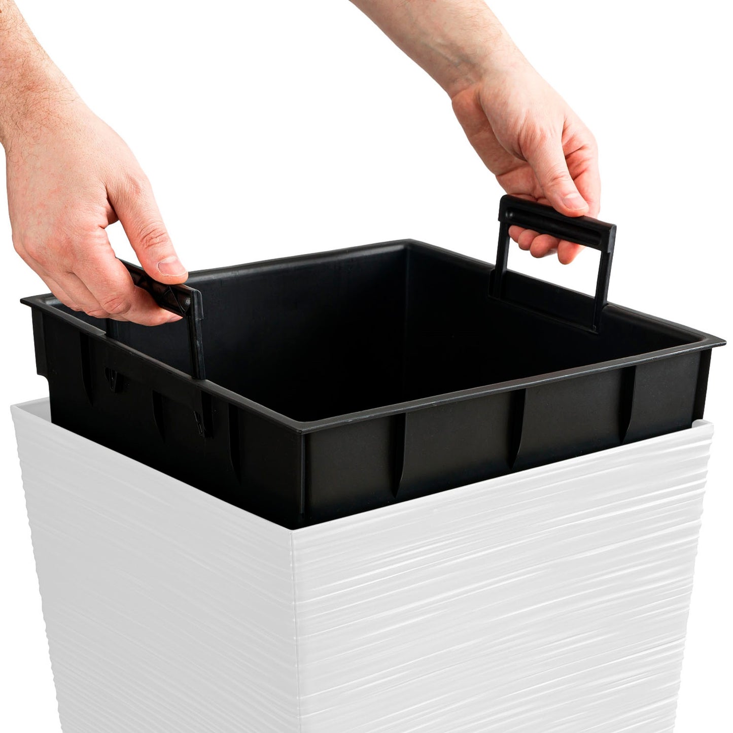 Macetero Color Blanco, Con Depósito, Colección Furu, De 20 X 20 X 38 Cm, Capacidad De 5 L._5