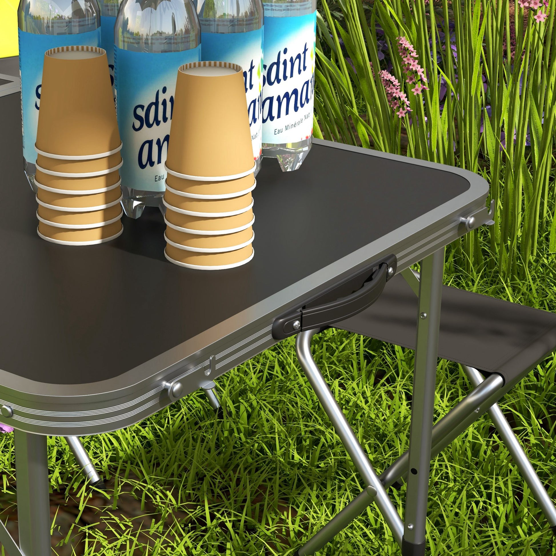 Outsunny Mesa Para Camping Plegable Con Sillas De 5 Piezas Negro_4