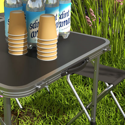 Outsunny Mesa Para Camping Plegable Con Sillas De 5 Piezas Negro_4
