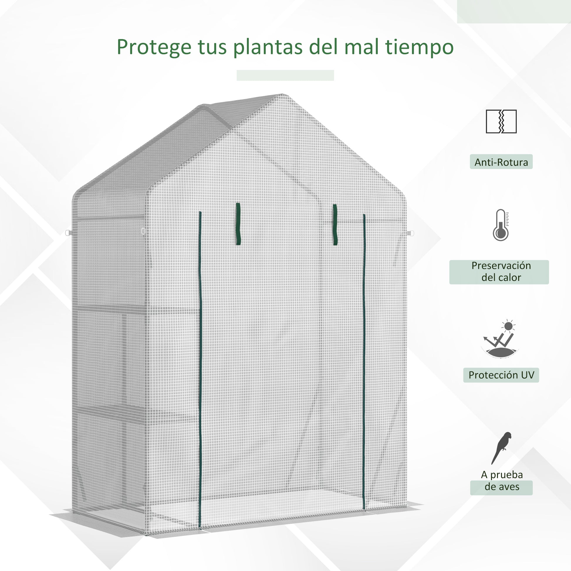 Outsunny Invernadero Jardín 143x73x195 Cm Acero Con 2 Estantes Puerta Enrollable_3