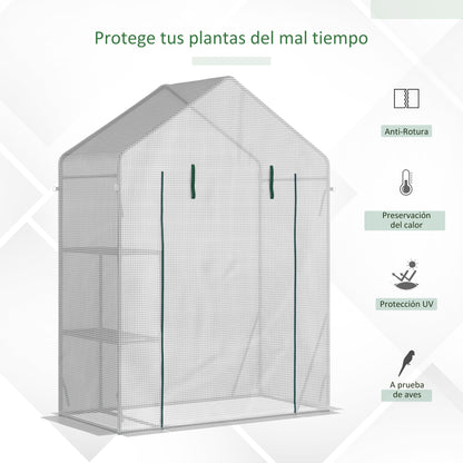 Outsunny Invernadero Jardín 143x73x195 Cm Acero Con 2 Estantes Puerta Enrollable_3