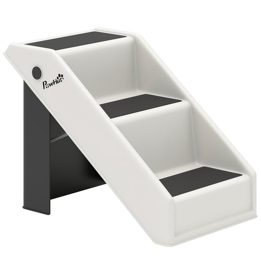Pawhut Escalera Para Mascotas Plegable De 3 Peldaños 53x30,5x36,5 Cm Crema_0