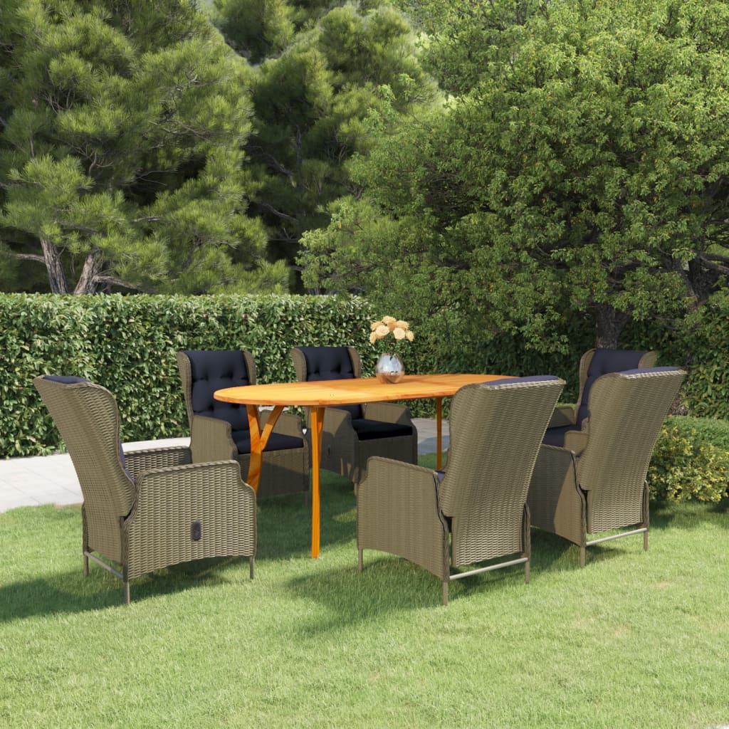 Vidaxl Juego De Comedor Para Jardín 7 Piezas Marrón_1