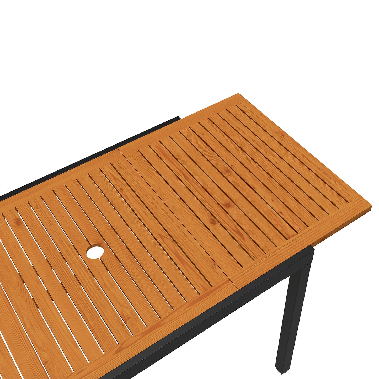Outsunny Mesa De Jardín Extensible 100/150x70 Cm Con Agujero Para Sombrilla Teca_3