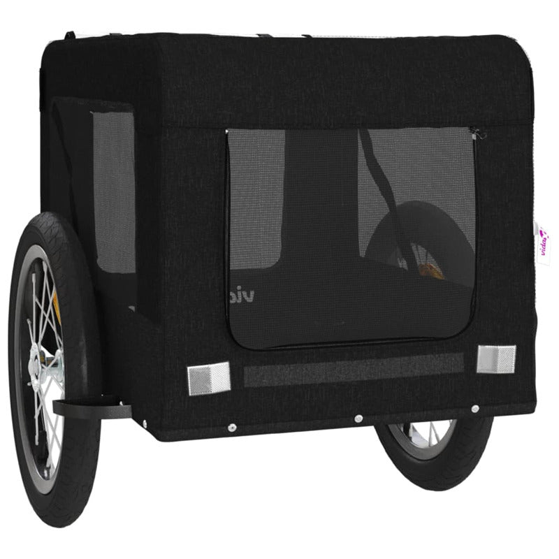 Vidaxl Remolque De Bicicleta Mascotas Hierro Tela Oxford Negro_5