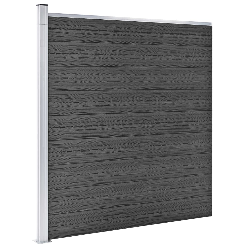 Set De Paneles De Valla Wpc Negro 792x(105-186) Cm / Vetonek_3